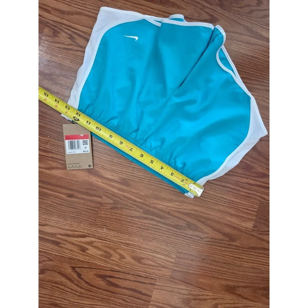 Nike Kids Girls Dry Tempo Running Shorts Teal Blue White 848276-413‎ Size L